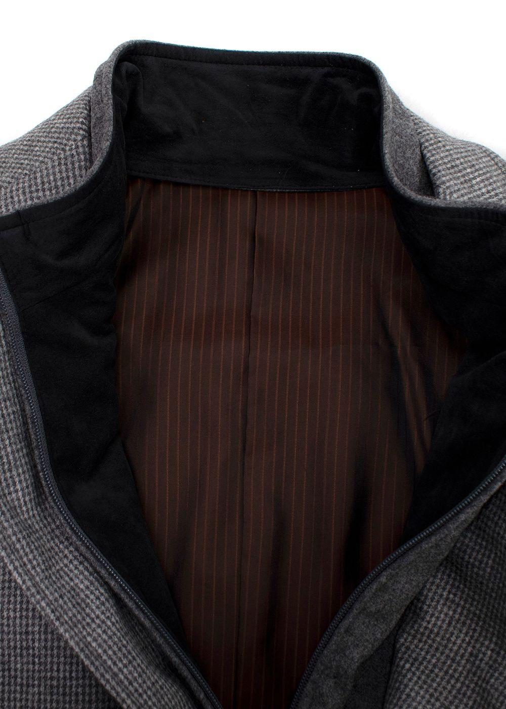 Pal Zileri Grey Houndstooth Single Breasted Wool Scooter Jacket