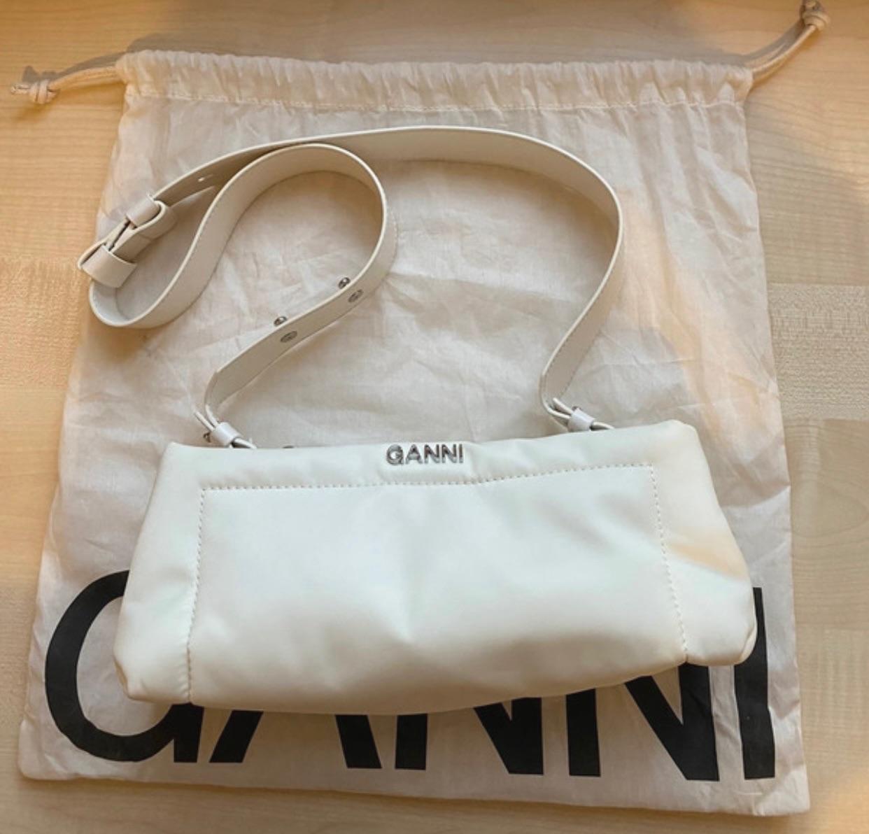 Ganni White Pillow Baguette Bag