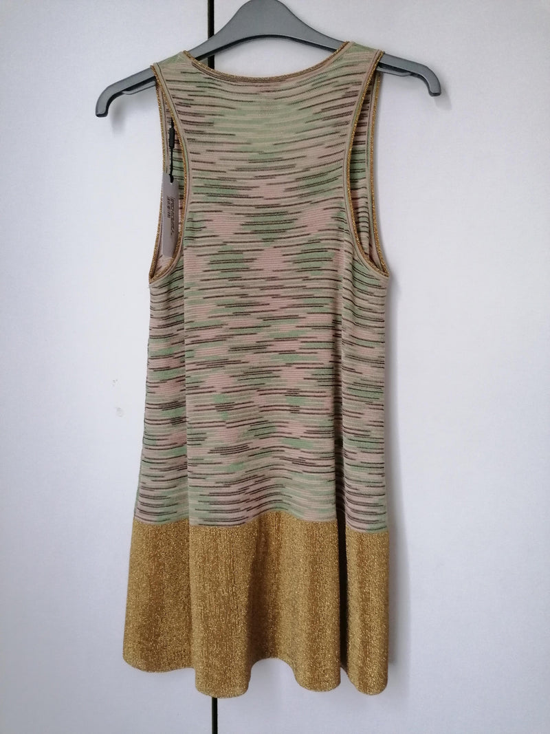 M Green, Pink & Gold Knitted Skater Dress