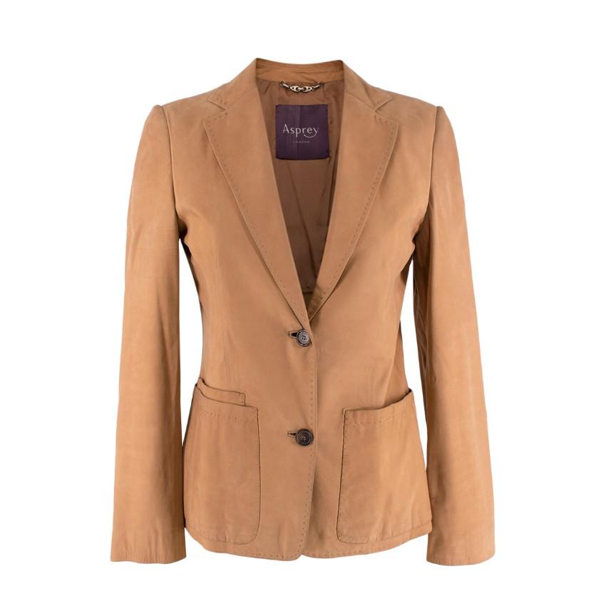 Asprey Tan Leather Single-Breasted Blazer