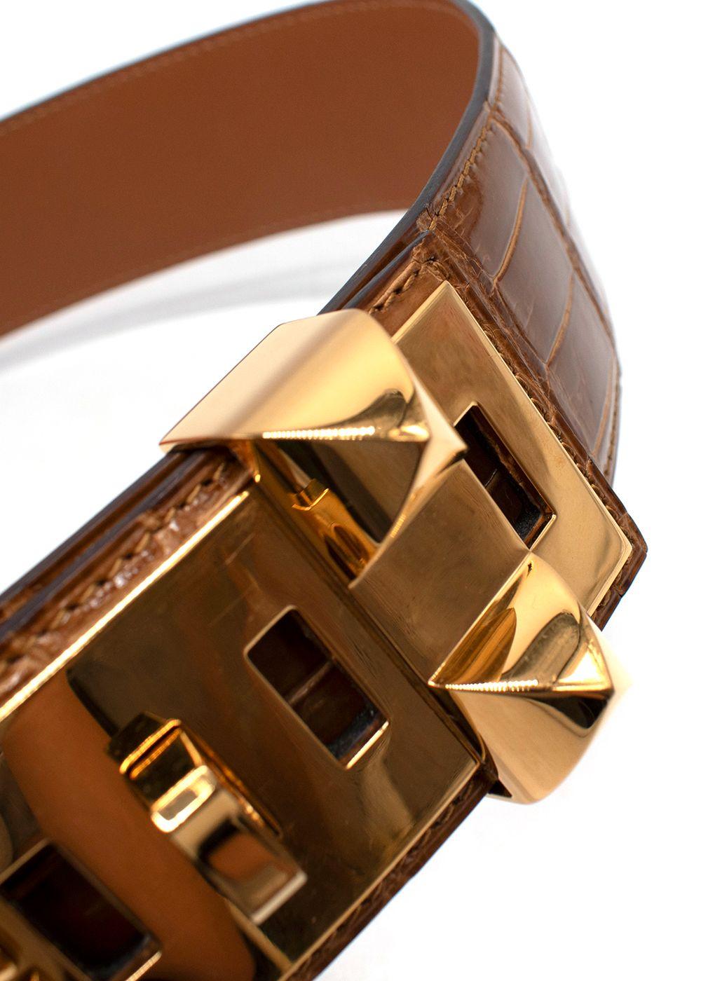 Hermès Medor “Collier de Chien” Belt in Crocodile Leather  Full length 97cms
