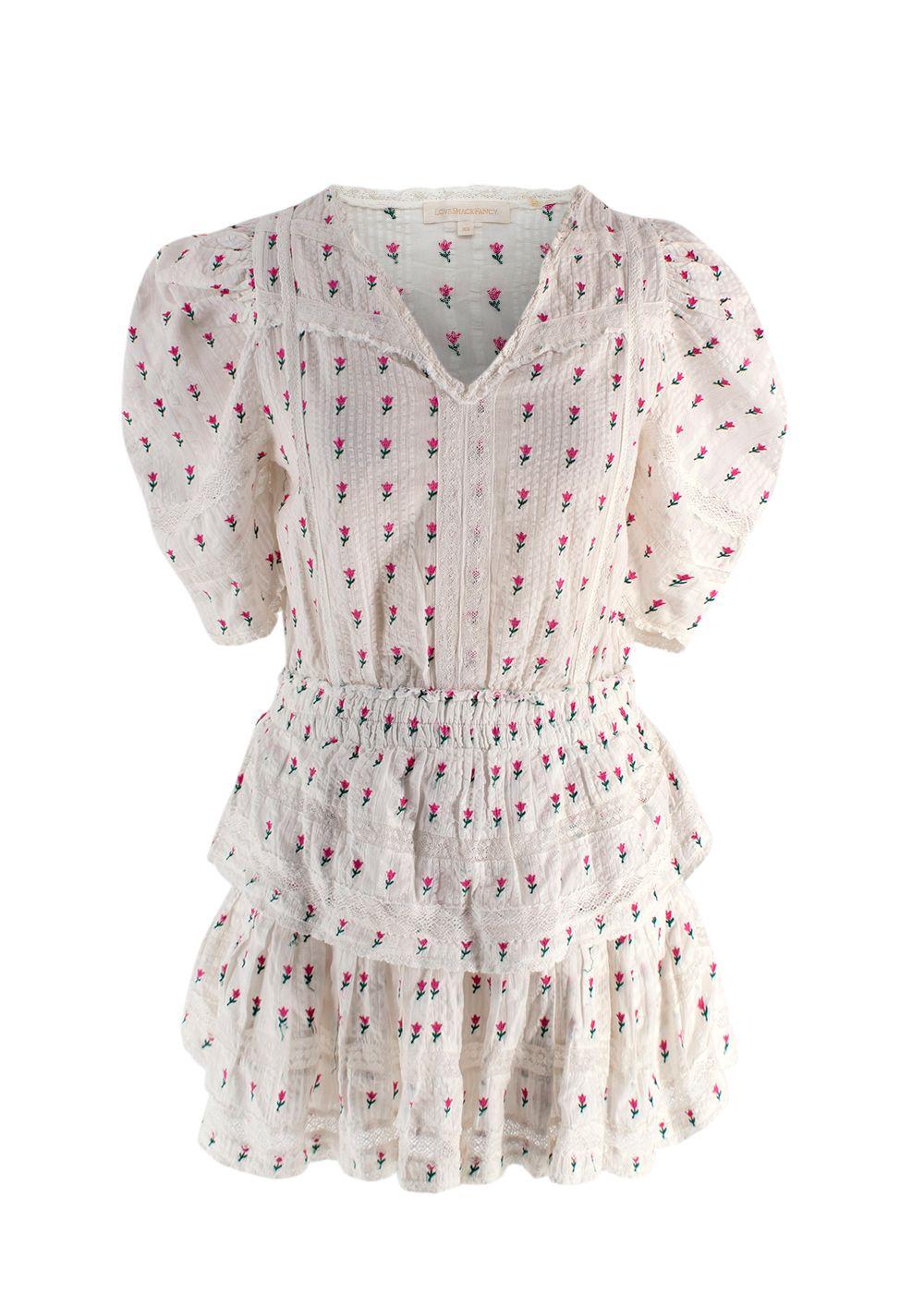 Love Shack Fancy White Floral Print Marissa Dress