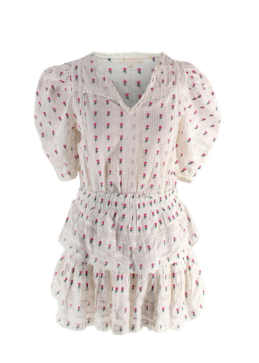 Love Shack Fancy White Floral Print Marissa Dress