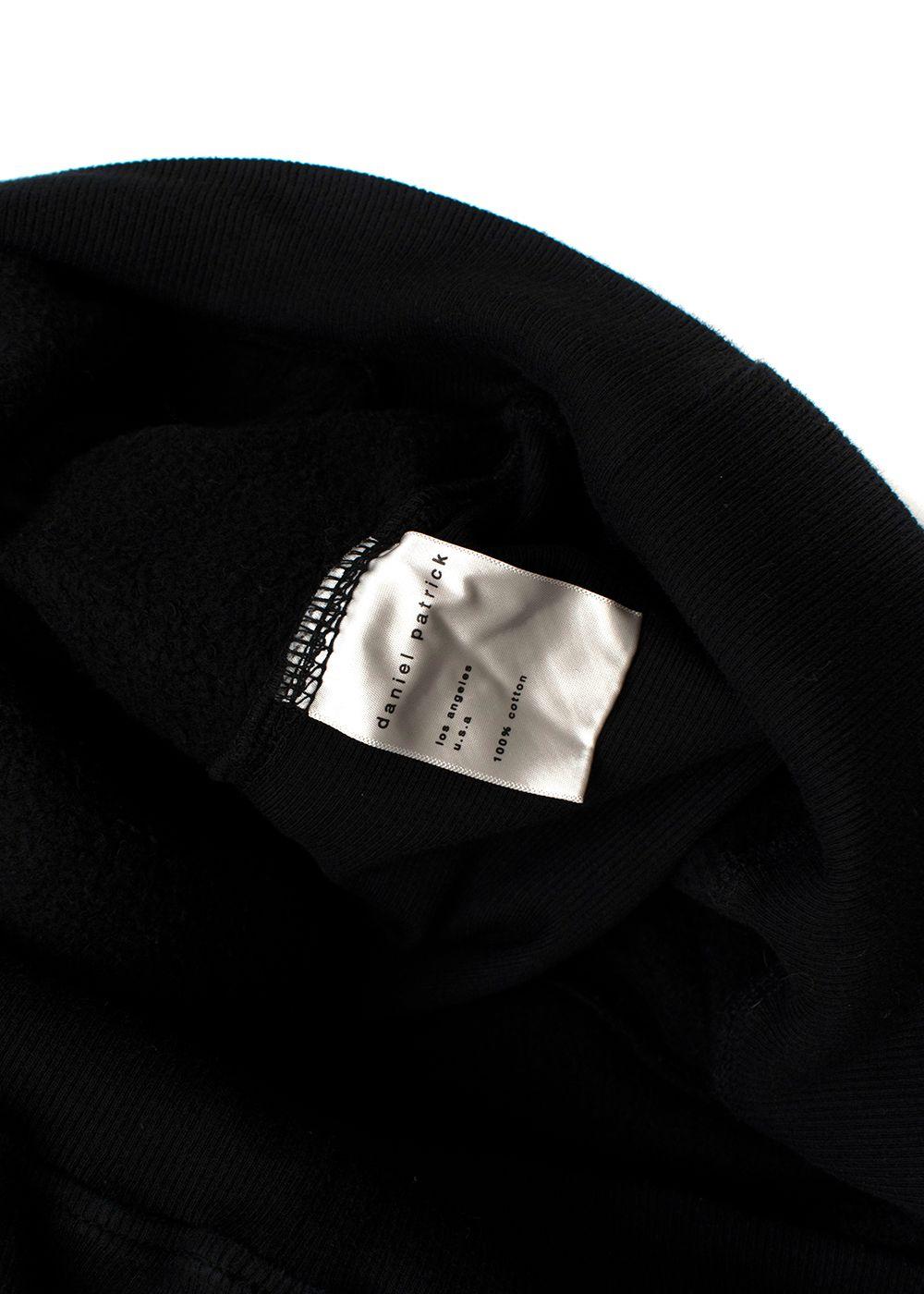 Black cotton jersey logo embroidered hoodie