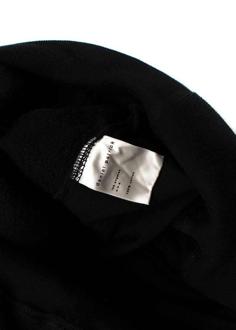 Black cotton jersey logo embroidered hoodie