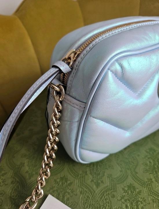 Opalescent Blue Nappa Chvron Matelasse Bag