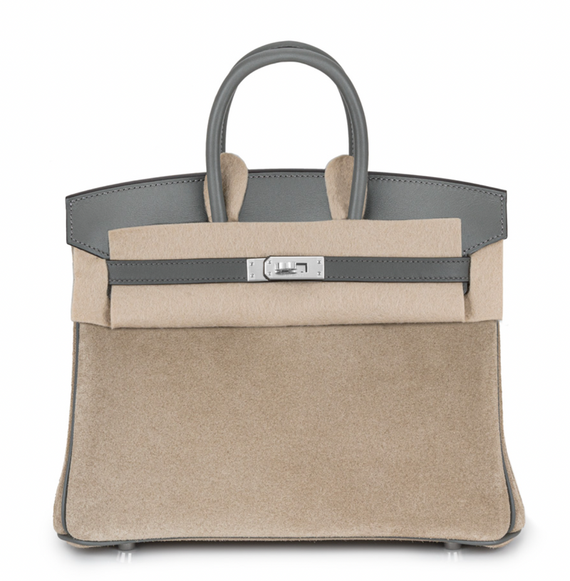 Hermes Gris Meyer & Gris Caillou Grizzly Birkin 25 PHW