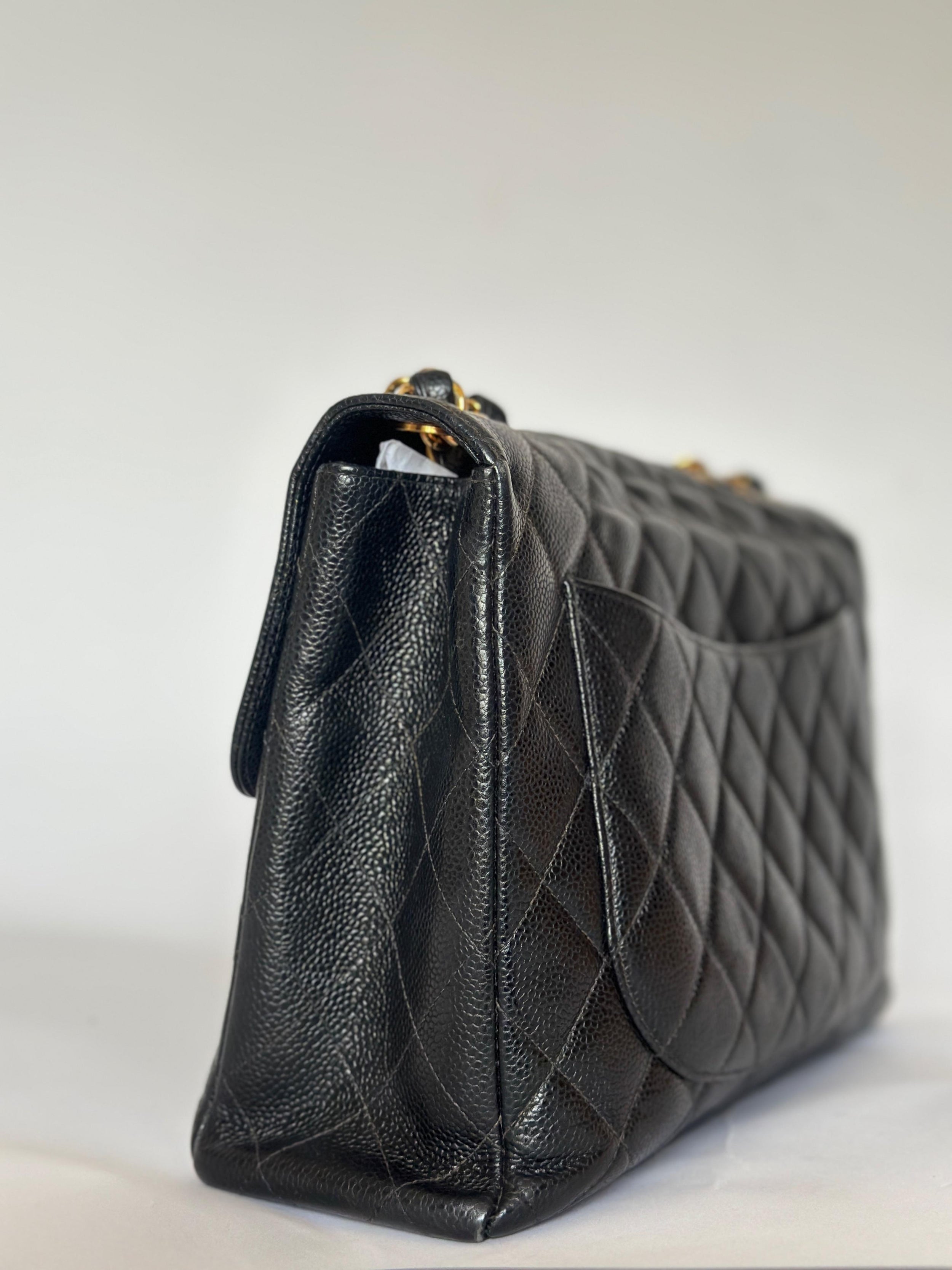 Chanel Black Vintage Caviar Leather Jumbo Flap Bag