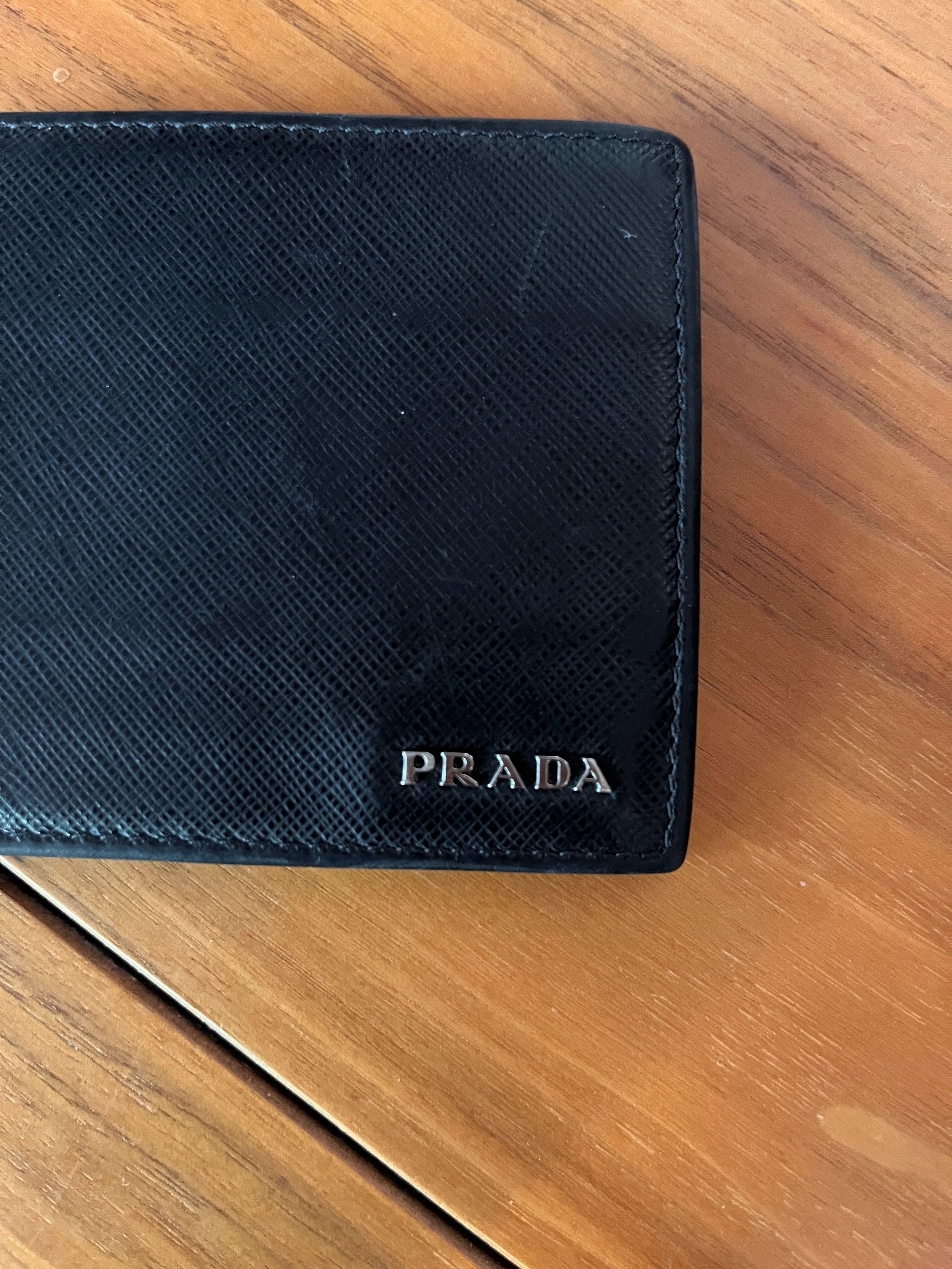 Black Saffiano leather compact wallet