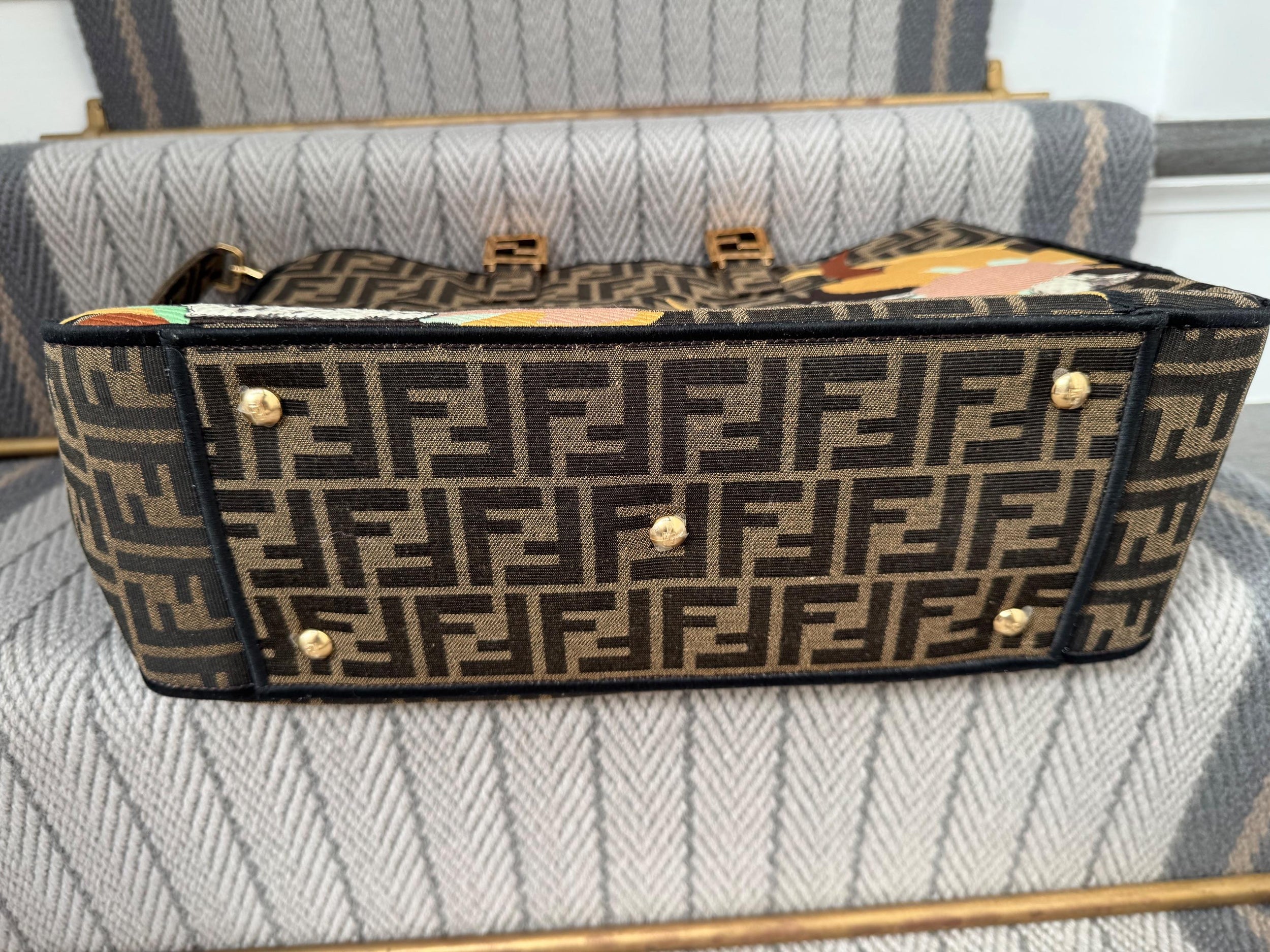 Fendi Exotic Flower Coated Canvas Shoulder Tote