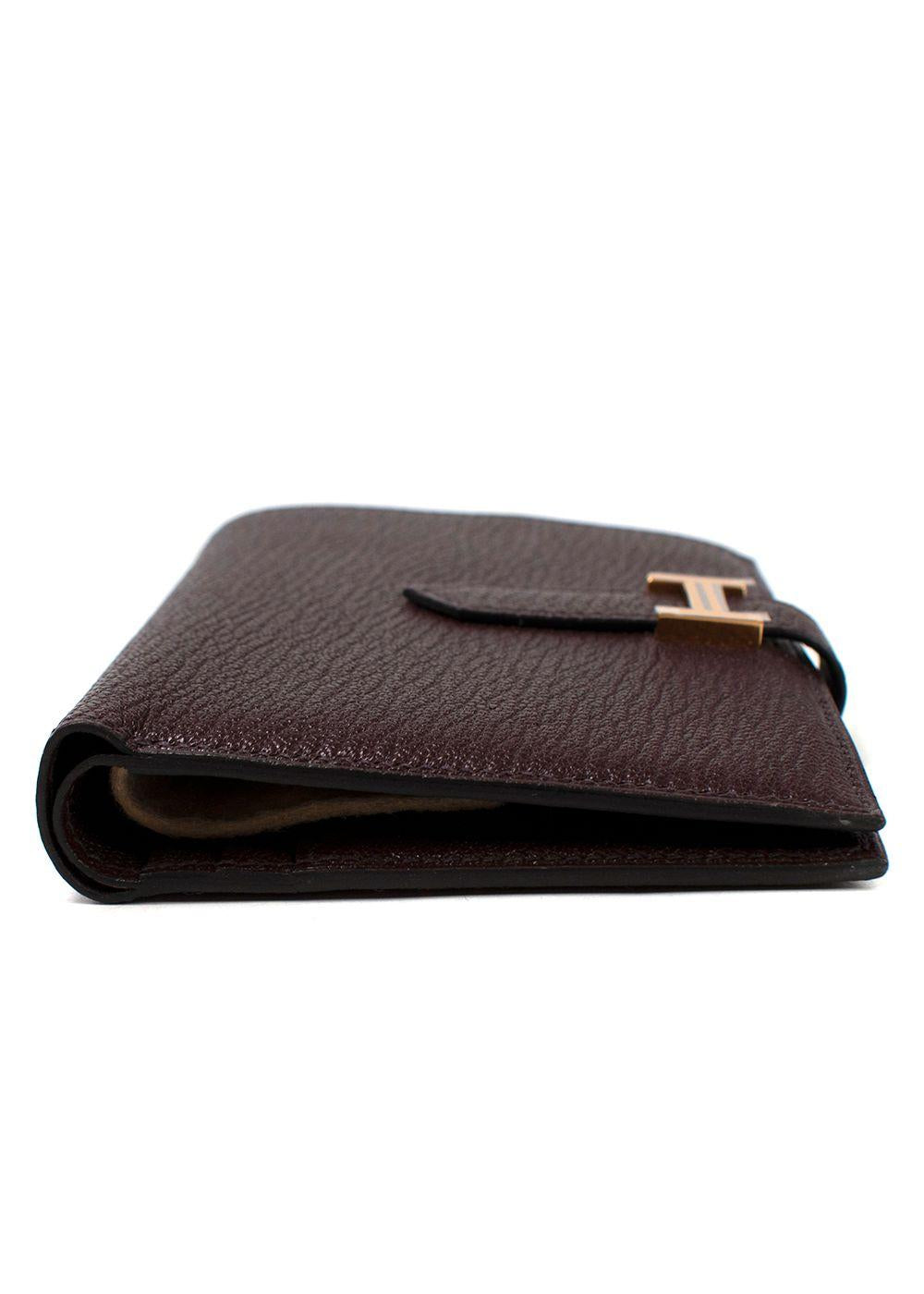 Hermes Rouge Sellier Chevre Mysore Compact Bearn Wallet
