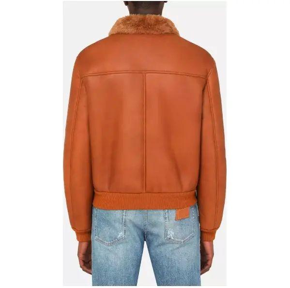 Dolce & Gabbana Tan Leather Trucker Jacket