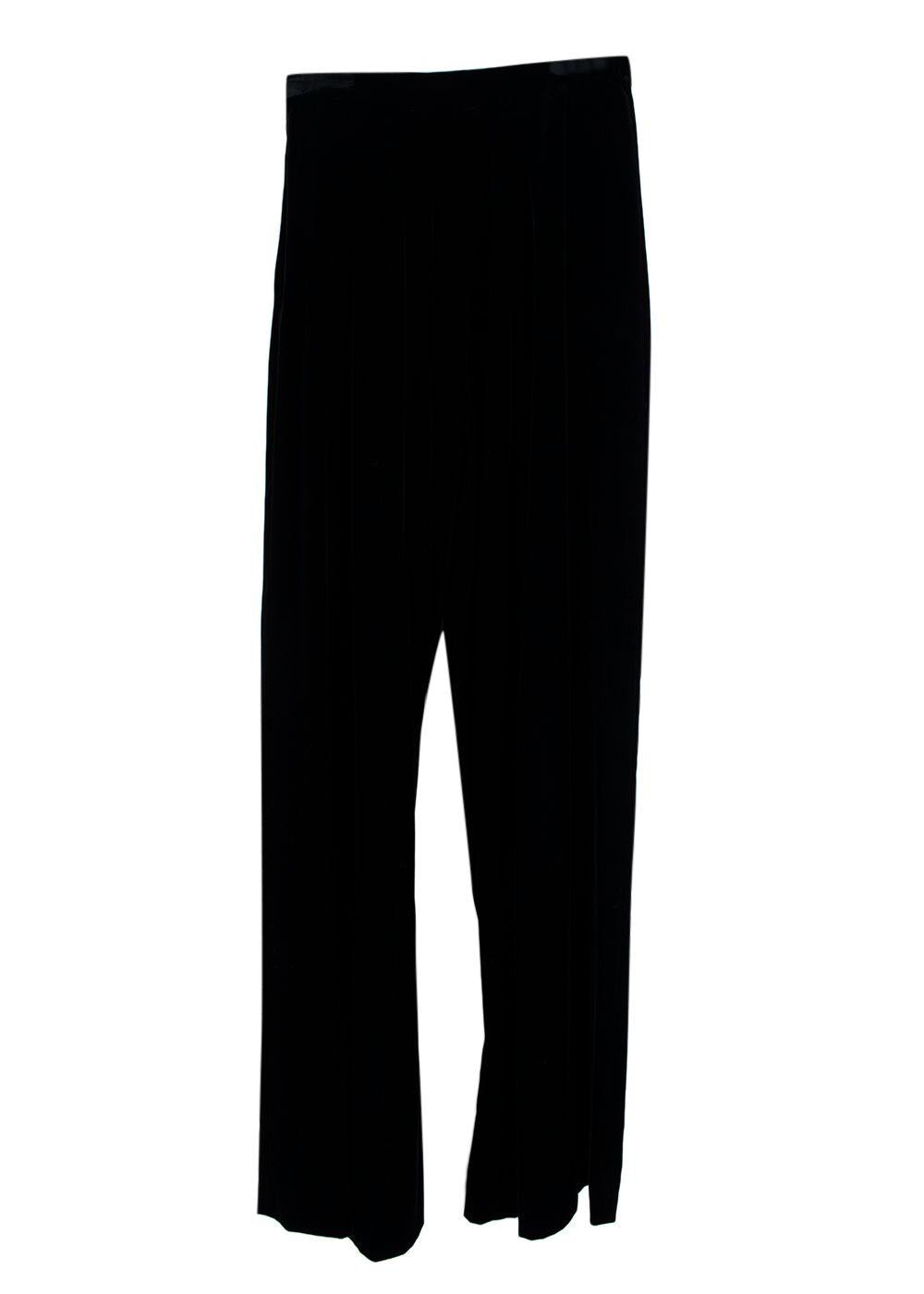 Saint Laurent Edition Soir Black Velvet Wide Leg Trousers