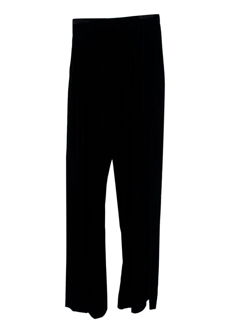 Saint Laurent Edition Soir Black Velvet Wide Leg Trousers