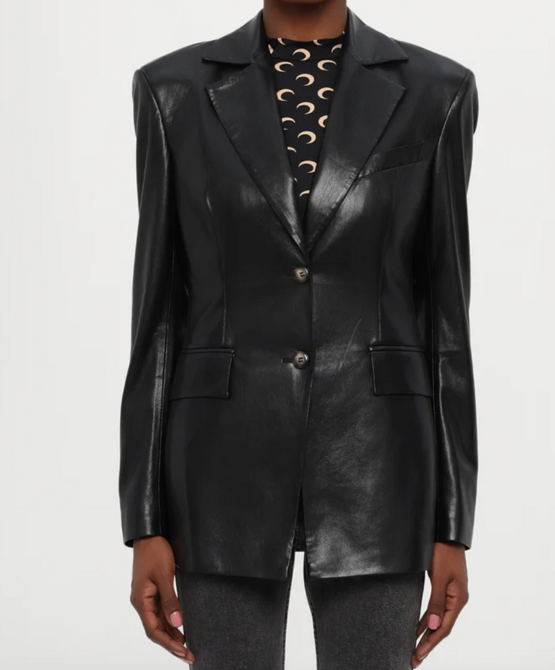 Nanushka Black Faux Leather Blazer
