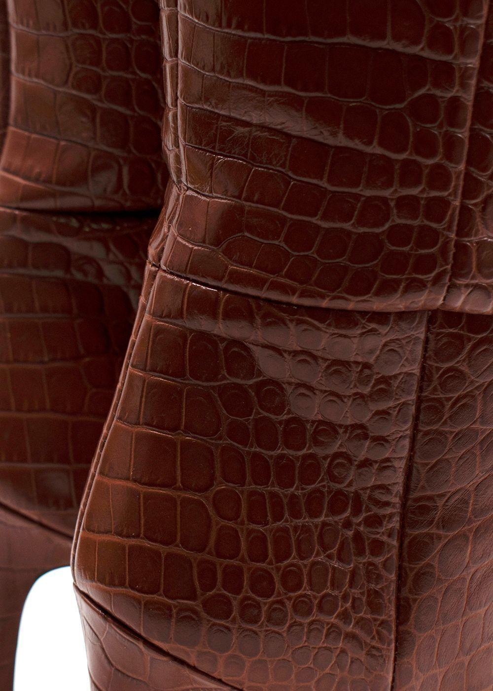 Paris Texas Stiletto 60 Crocodile-effect Leather Knee-high Boots