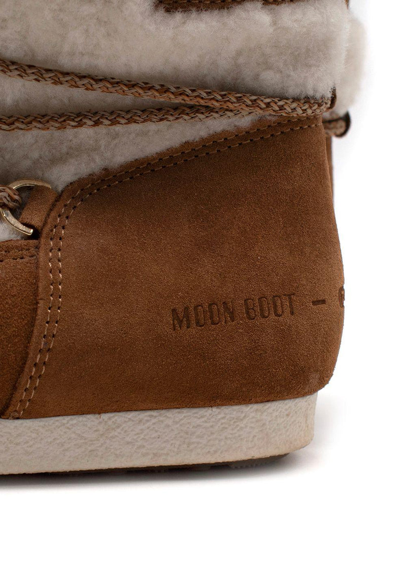 Moon Boot LAB69 Dark Side Low Cream Shearling Boots