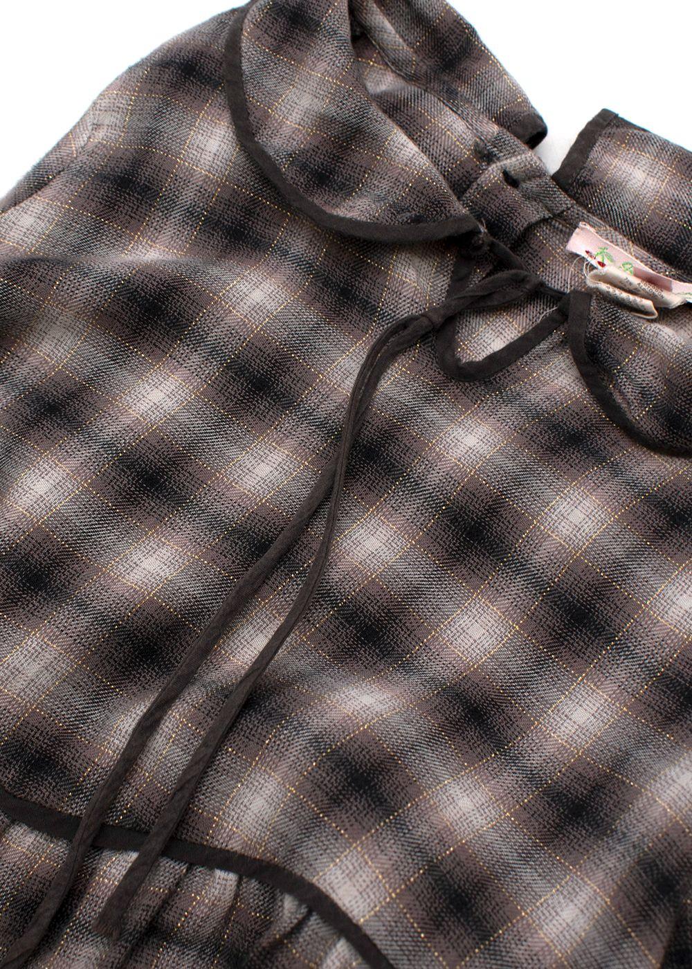 Kids 6Y Grey Monochrome Check Lurex Woven Top