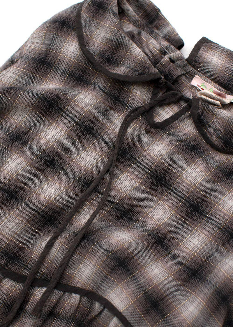 Kids 6Y Grey Monochrome Check Lurex Woven Top