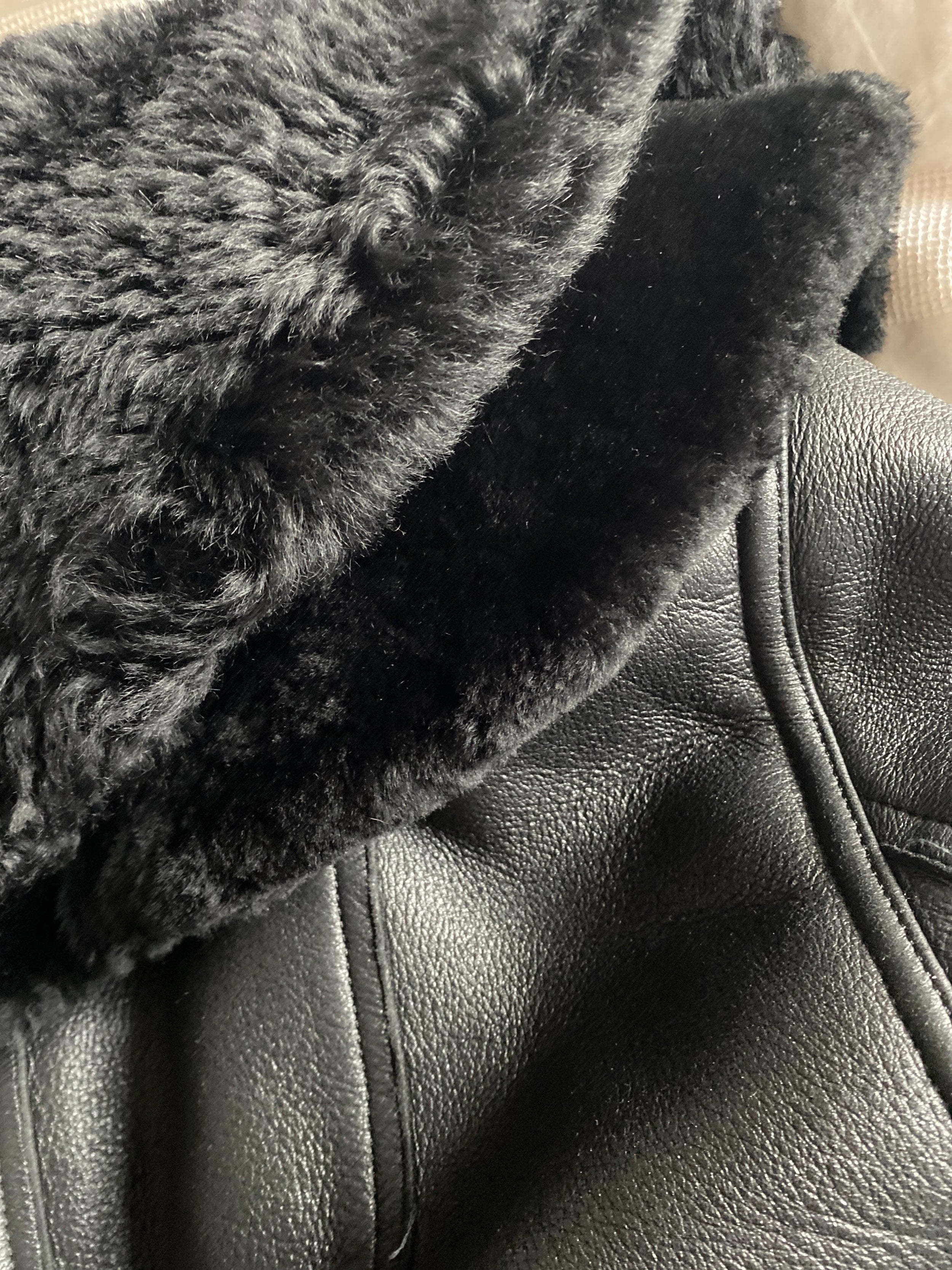 black leather & shearling aviator jacket