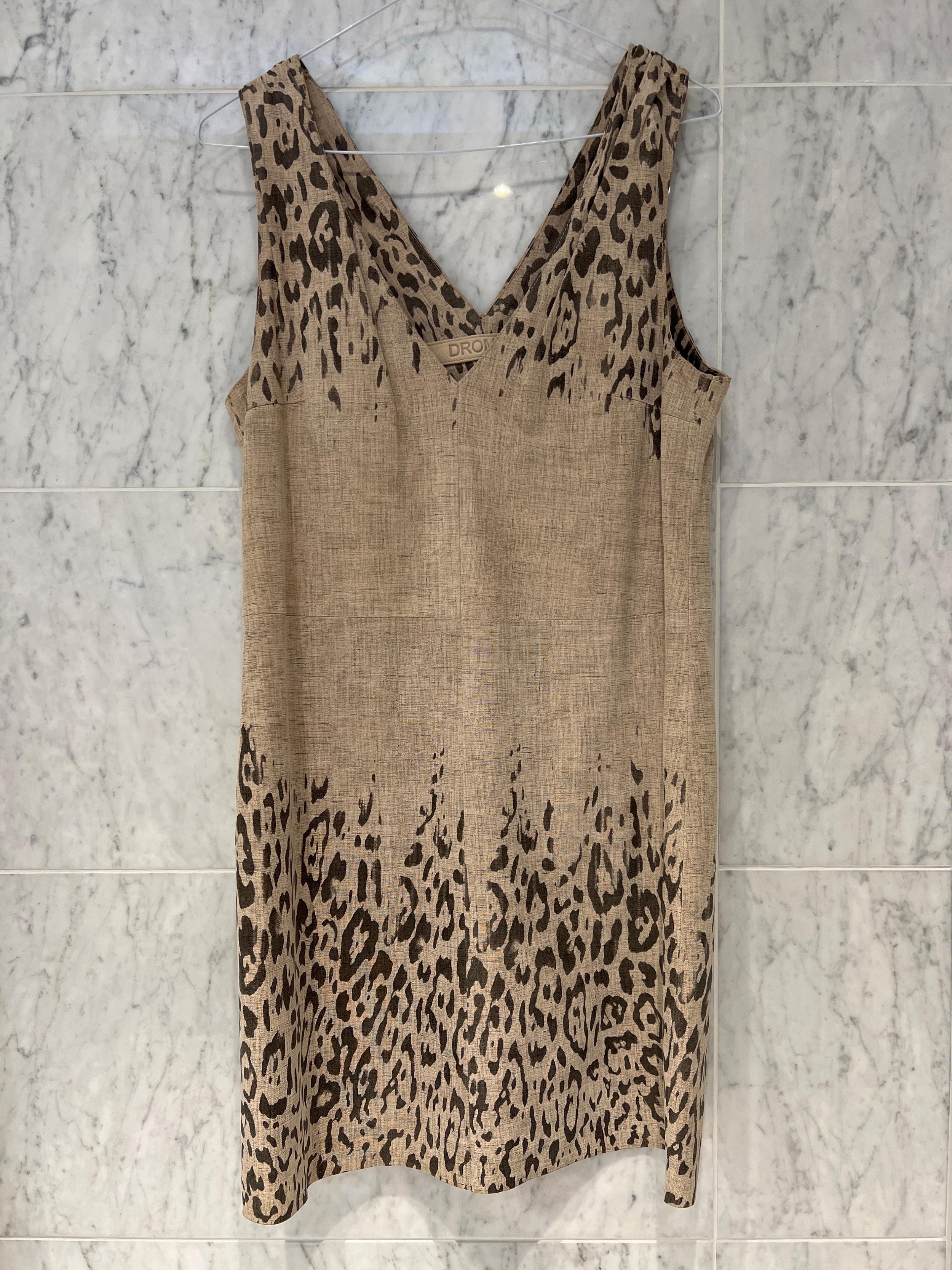 Beige Leopard Print Leather Dress & Jacket