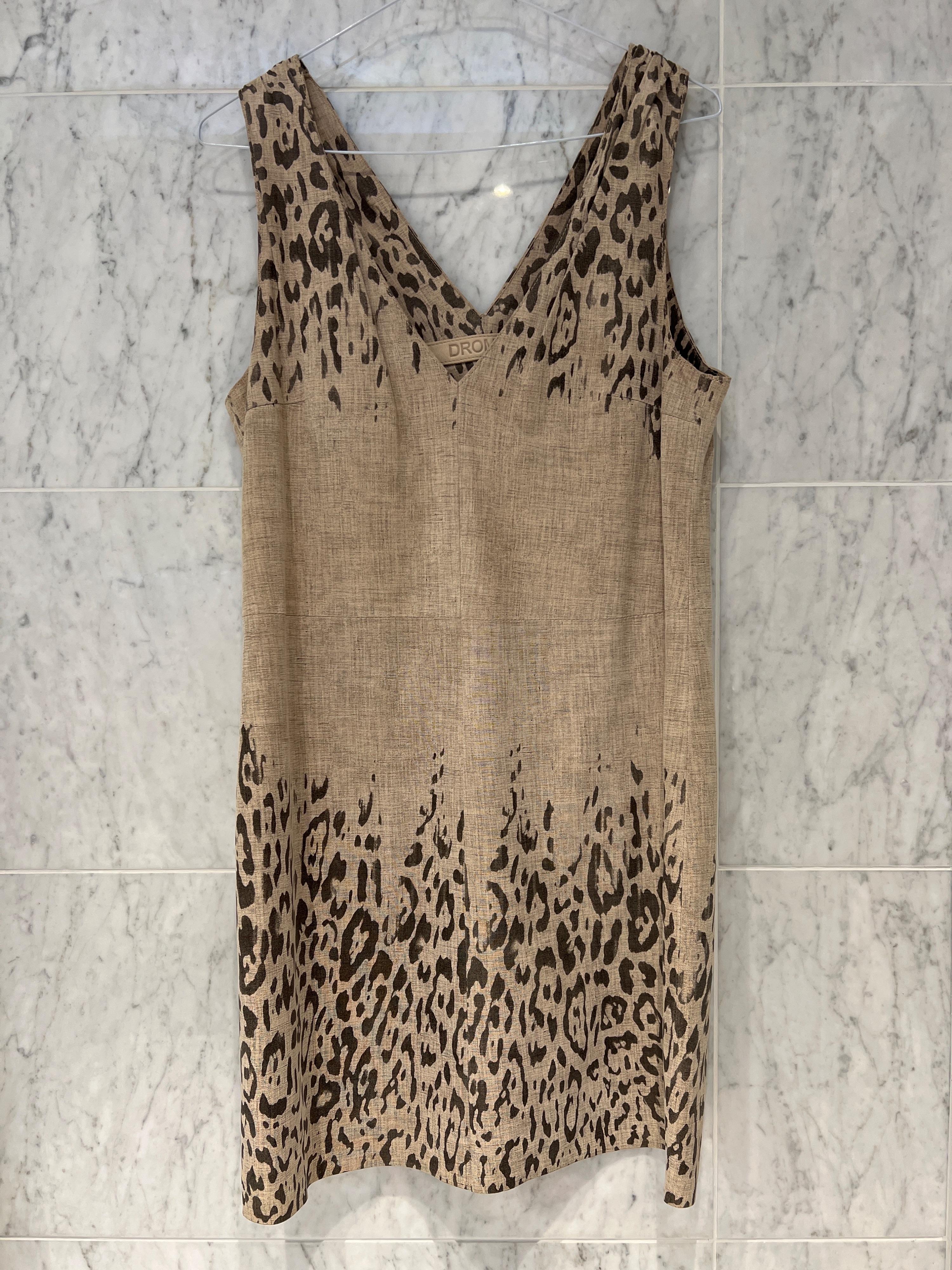 Beige Leopard Print Leather Dress & Jacket