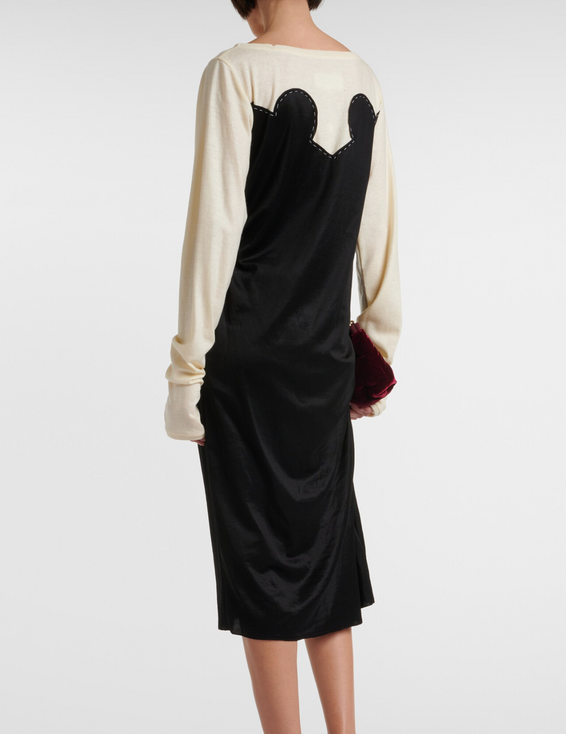 Maison Margiela Spliced Gathered Jersey Midi Dress