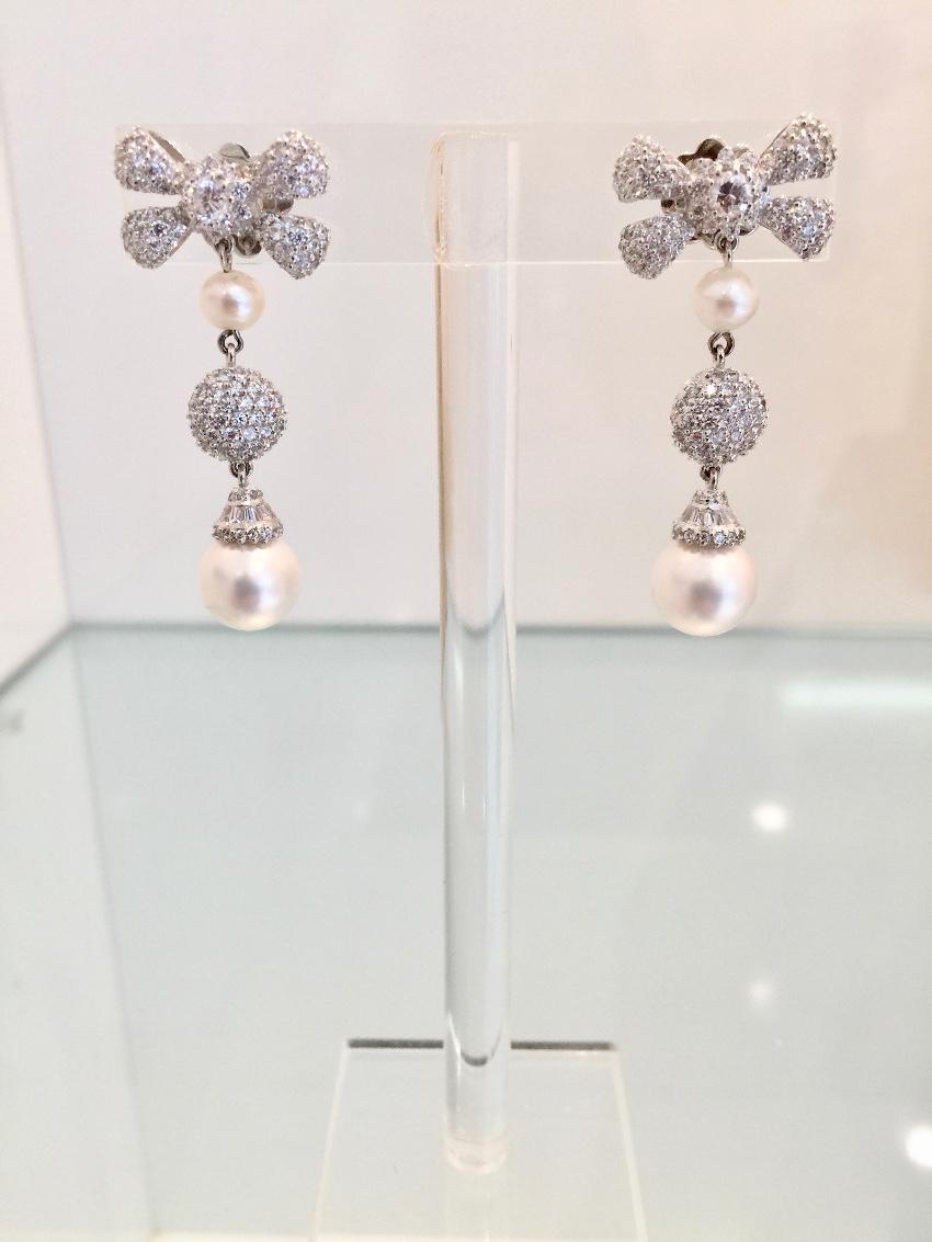 Ambrosia Paris haute couture crystal and pearl earrings
