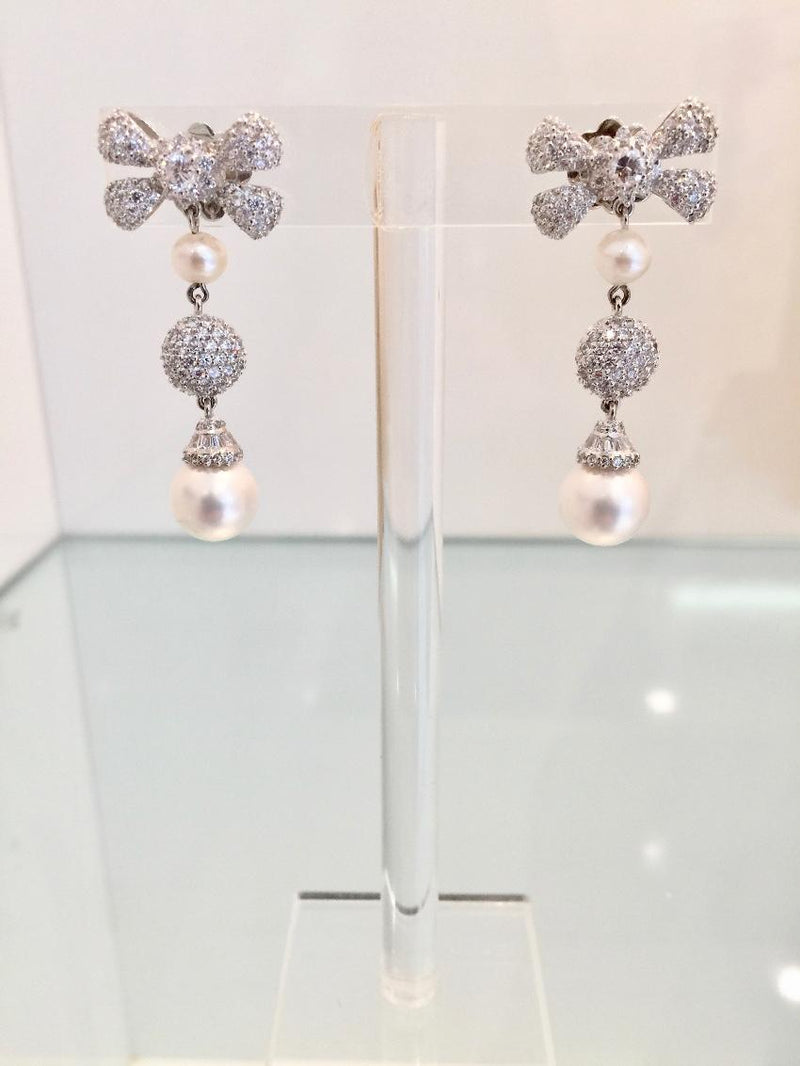 Ambrosia Paris haute couture crystal and pearl earrings