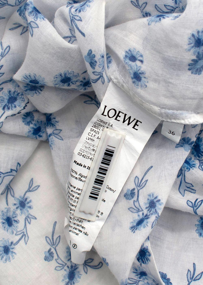 Loewe White Floral Oversized Cotton Shirt