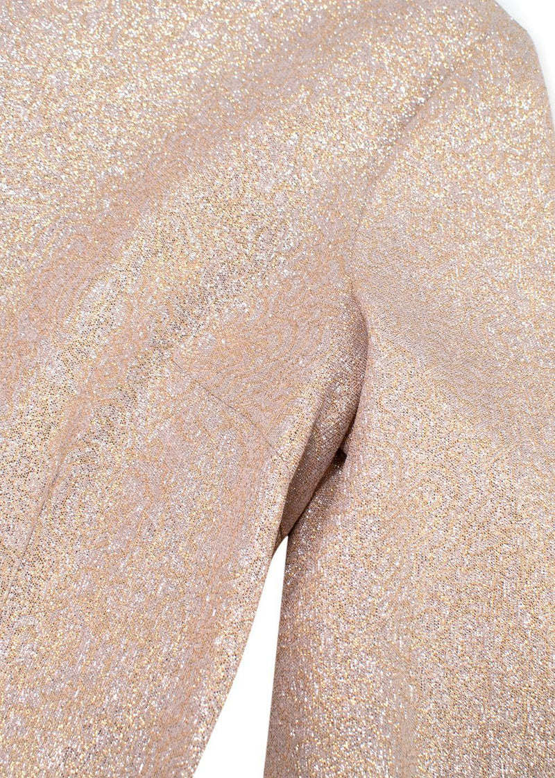 Lanvin Rose Gold Metallic Half Silk Blend Dress