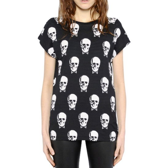 Saint Laurent Black & White Skull Print T-Shirt