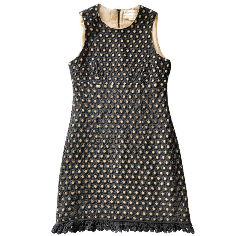 Michael Kors black linen guipure sleeveless dress