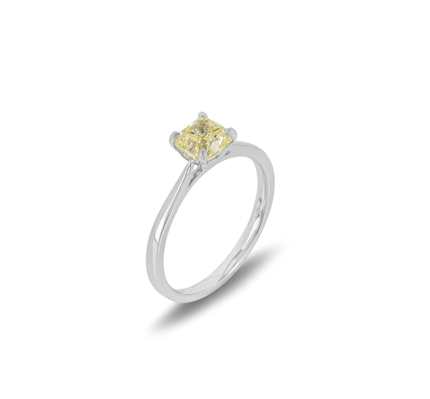 platinum & cushion-cut fancy yellow diamond ring 1.03ct 53EU
