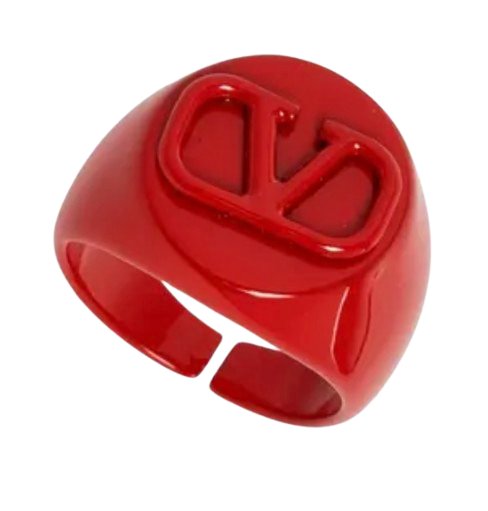 Valentino  Red Signet Ring Size R