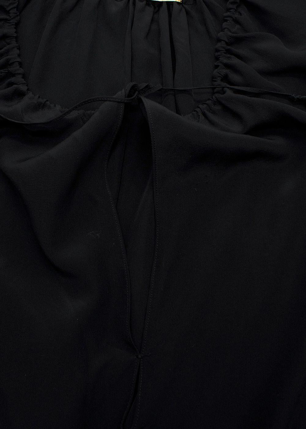 Saint Laurent Black Silk Peasant Blouse
