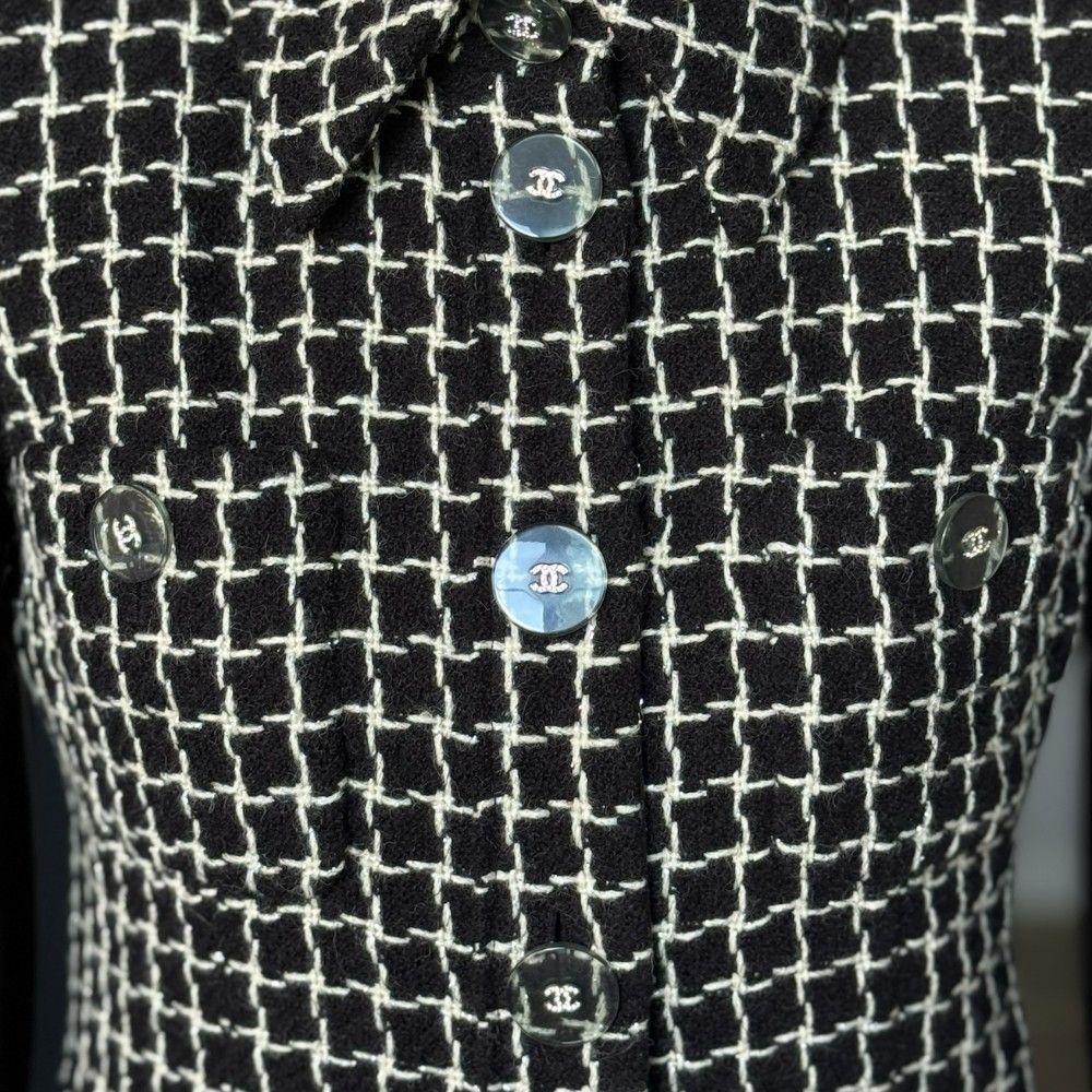 Chanel Checked Suit With Leather Sleeves