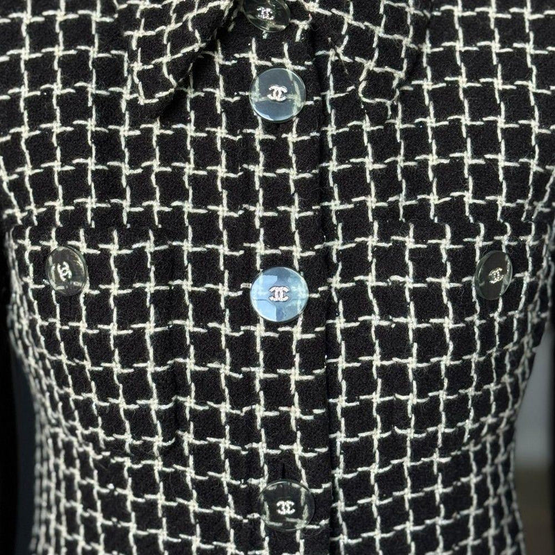 Chanel Checked Suit With Leather Sleeves