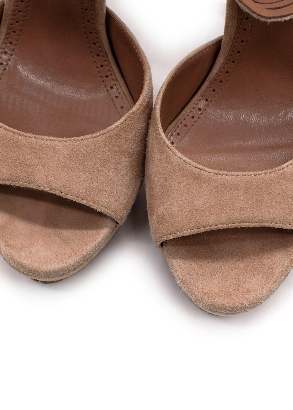 Alaia Beige Suede Platform Sandals