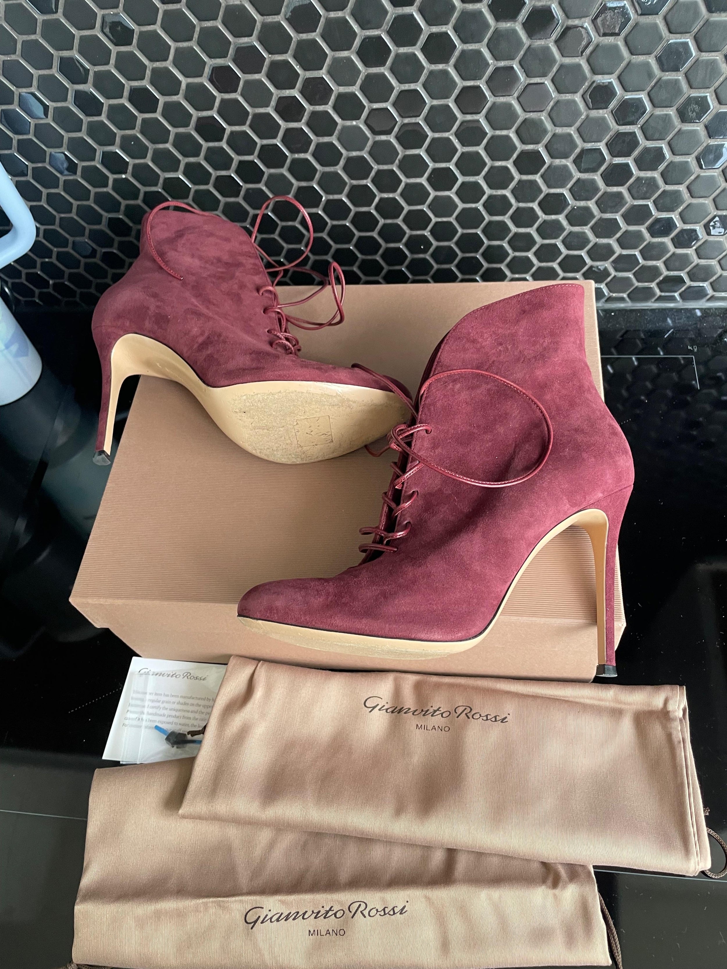 Gianvito Pink Suede Ankle Boots