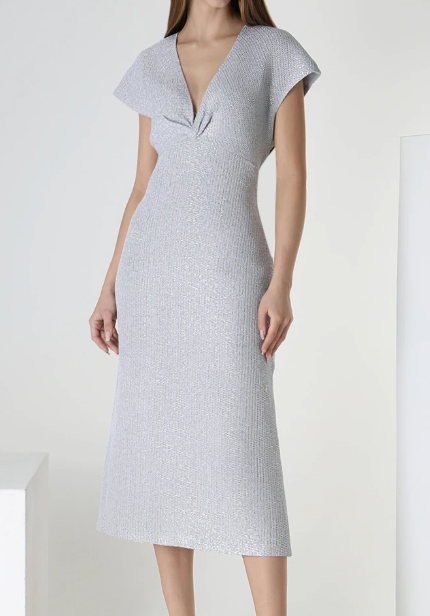St. John Cap-Sleeve Lurex Dress