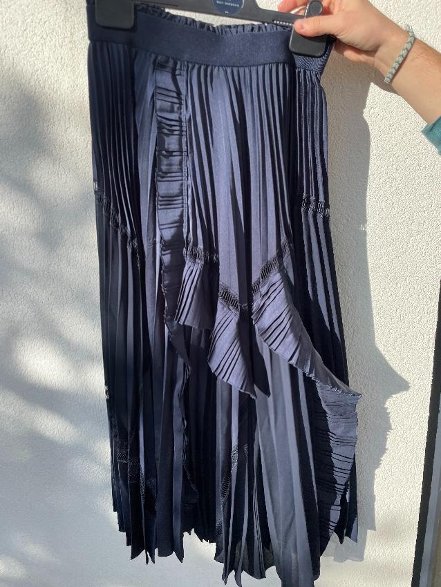 High by Claire Campbell Navy Pleated Midi Skirt
