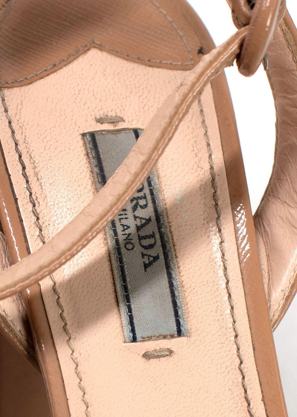 Prada Beige Textured Leather Platform Heels