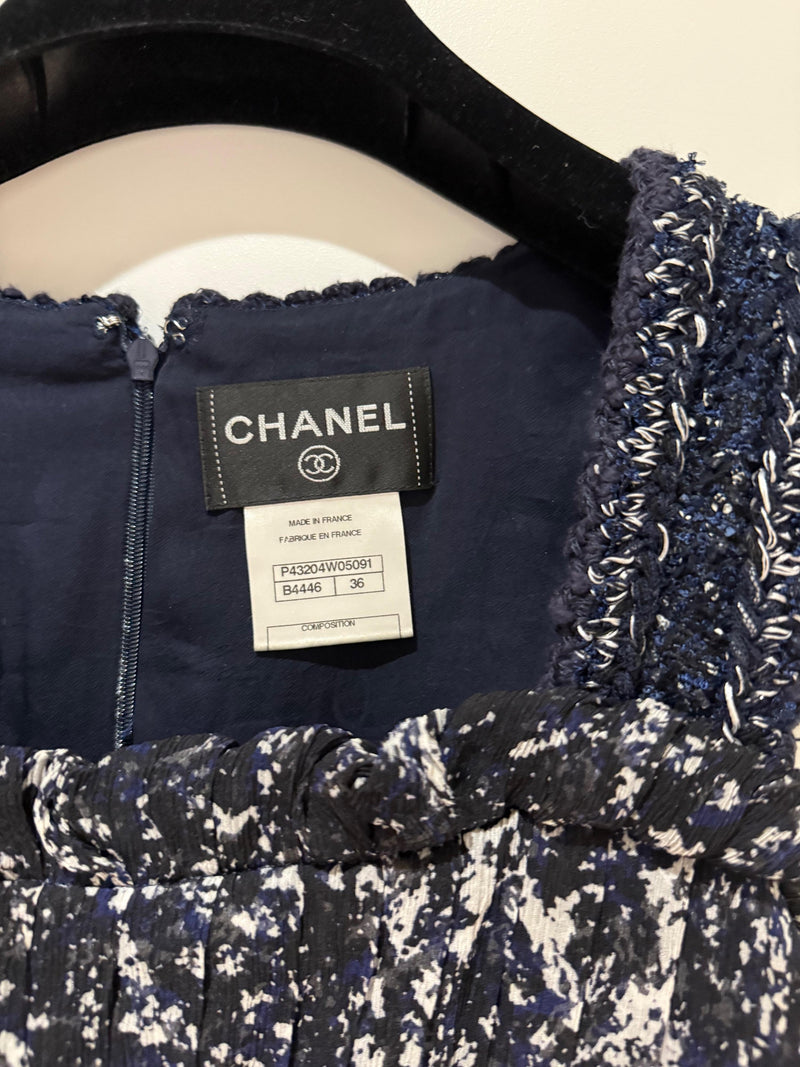 Silk Tweed Navy Dress