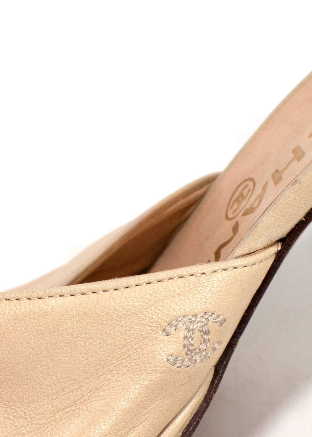 Chanel Cream Leather Mules
