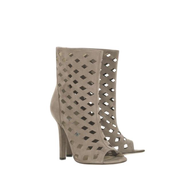 Jimmy Choo Grey Suede Reese Cut-Out Booties