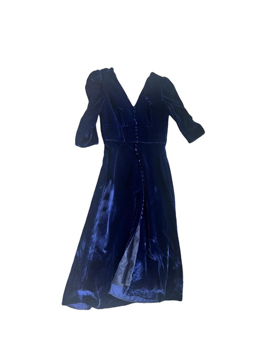 Saloni Blue Velvet Midi Dress