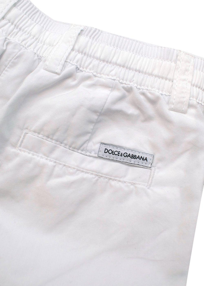Kids White Cotton Cargo trousers
