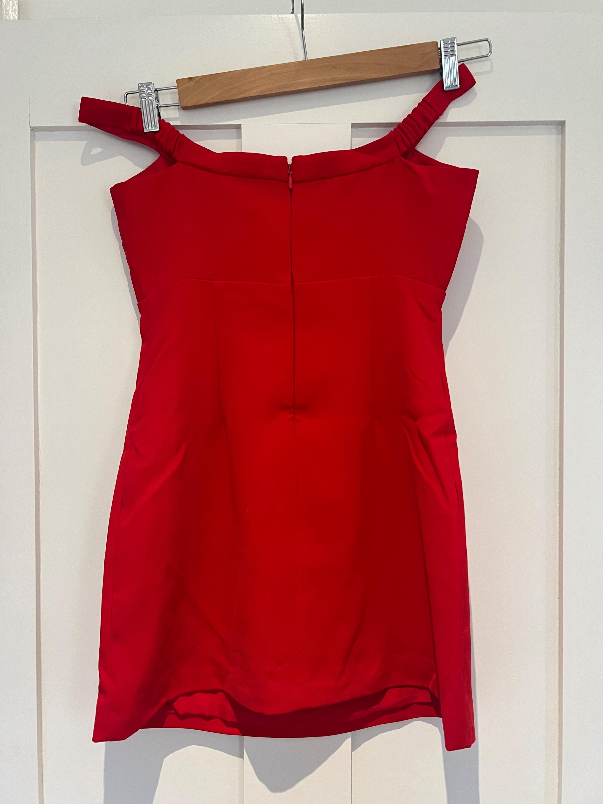 Self Portrait Red Crystal Bow Detail Mini Dress