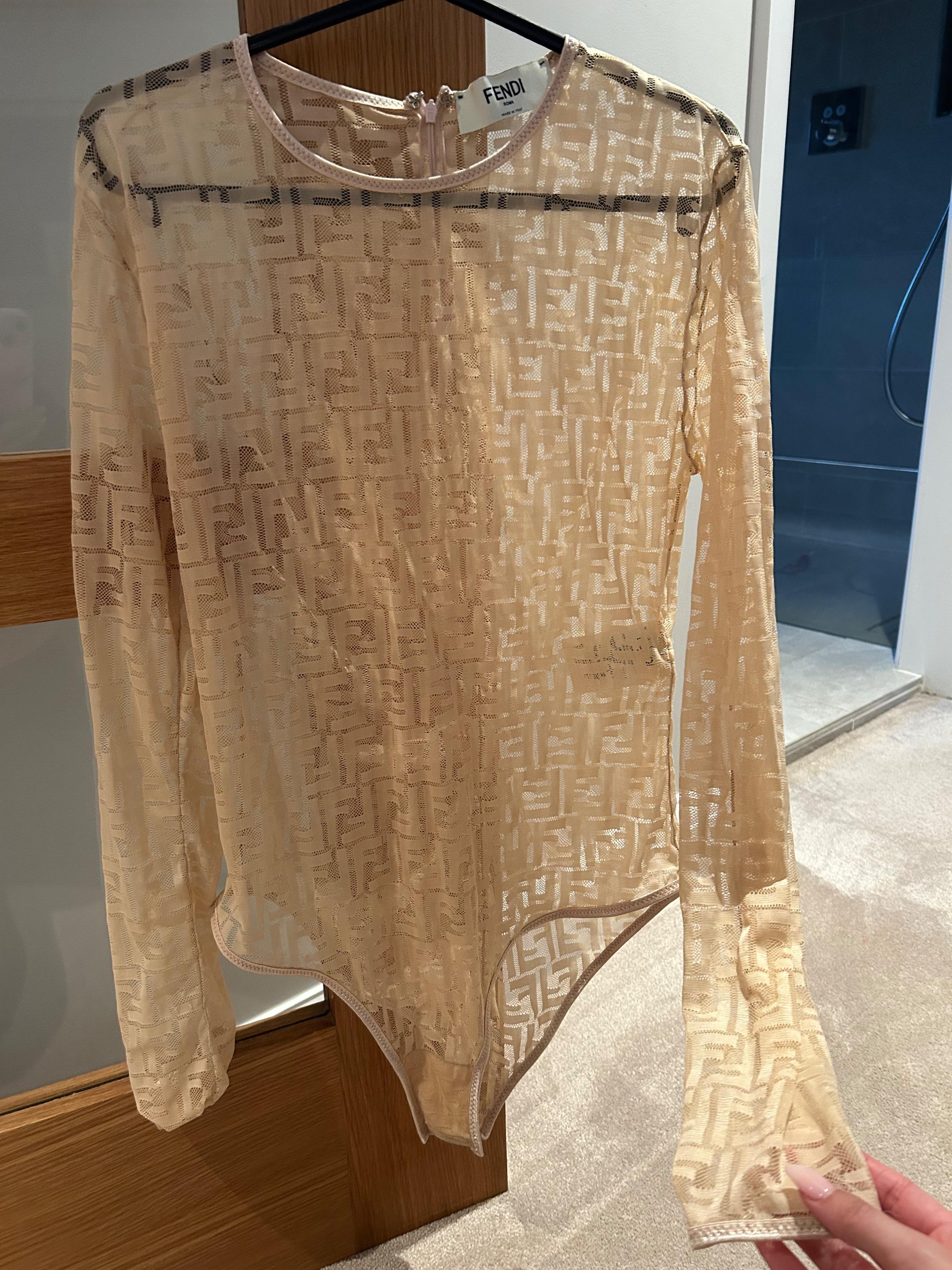 Beige FF Lace Bodysuit